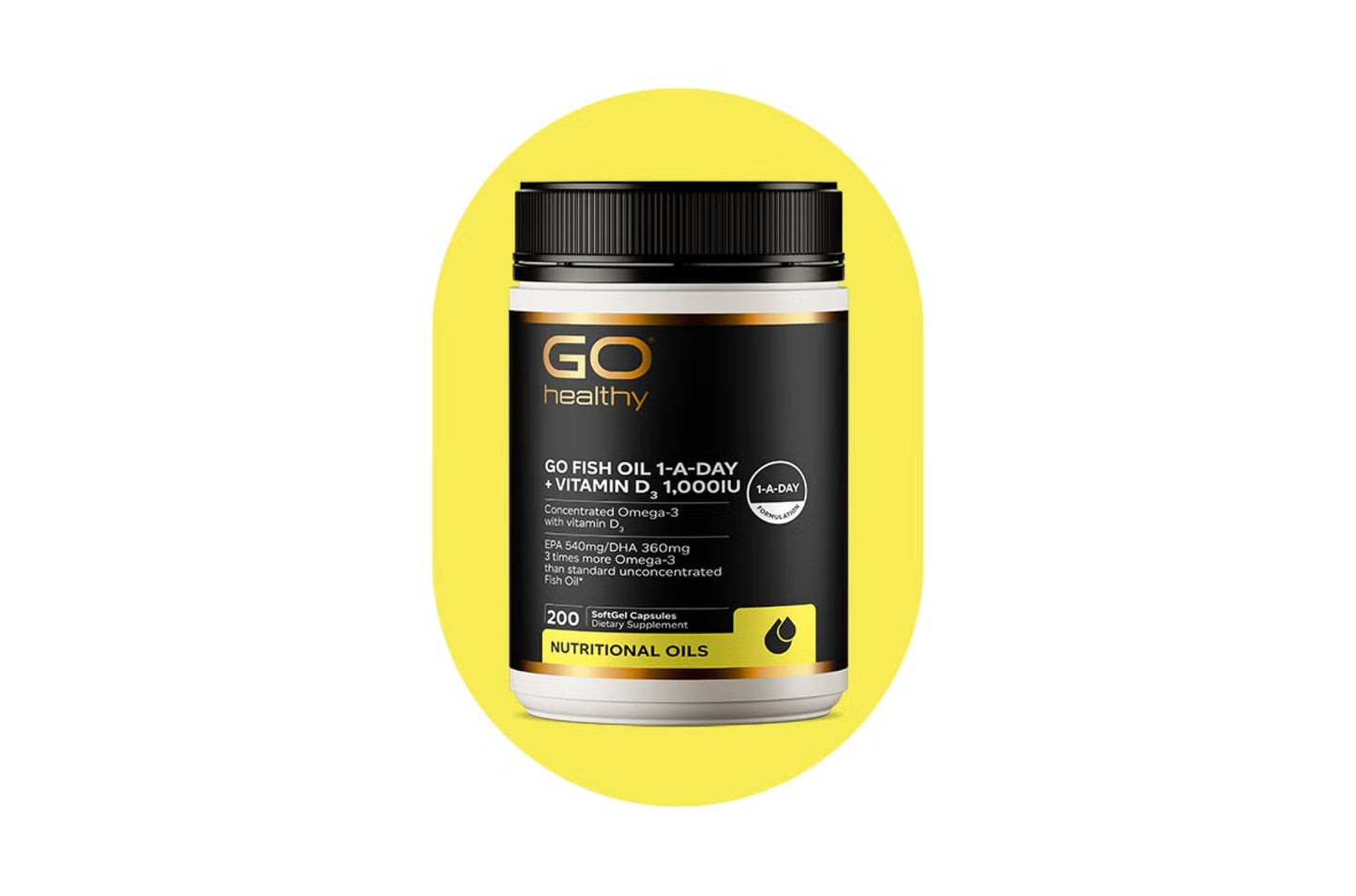 GO FISH OIL 1-A-Day + VITAMIN D3 1,000IU 90 CAPS